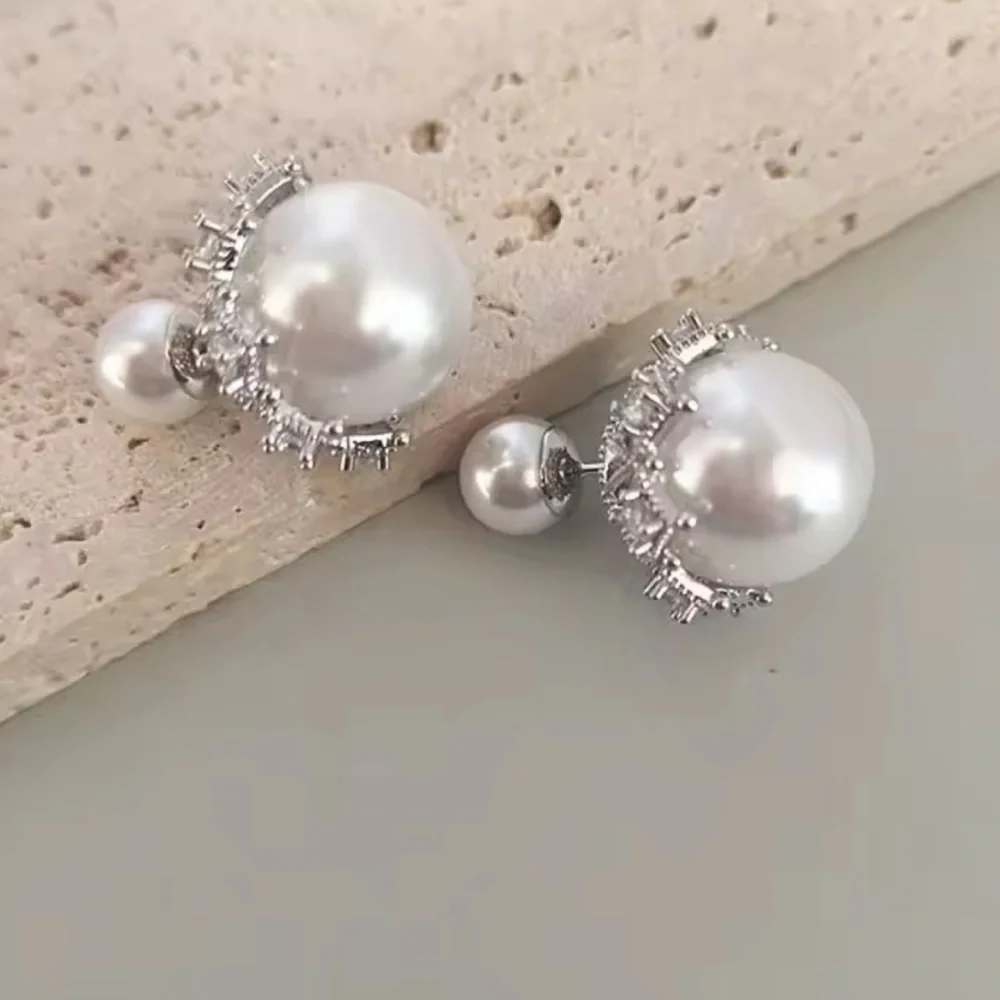 Classic Pearl Crown Crystal Earrings